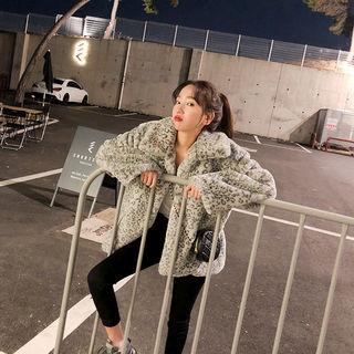 Collared Faux-fur Leopard Jacket