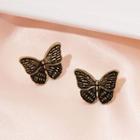 Butterfly Alloy Earring 1 Pair - E769 - Butterfly - Black & Gold - One Size