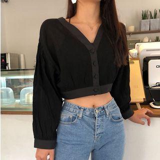 Cropped V-neck Light Jacket