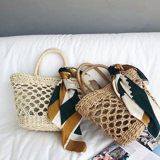 Set: Straw Tote Bag + Pouch + Scarf