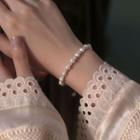 Genuine Pearl Rhinestone Bracelet White - One Size