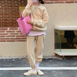 Set: Plain Sweatshirt + Cropped Harem Pants