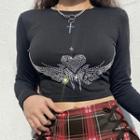 Faux Crystal Long Sleeve T-shirt