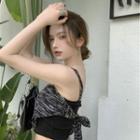 Mock Two-piece Tie-back Cropped Camisole Top