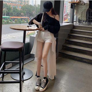 One-shoulder Plain Top / Shorts / Slited Skirt
