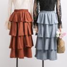High-waist Layered Midi Skirt