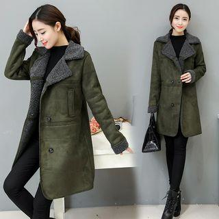Notch Lapel Faux Suede Long Jacket