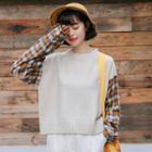 Plaid Sleeve Sweater