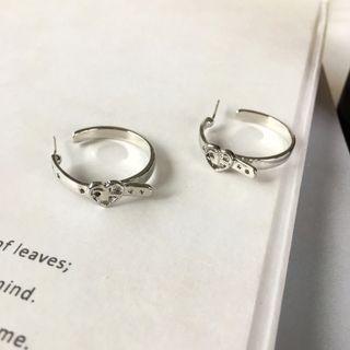 Heart Loop Earring 1 Pair - Silver - One Size