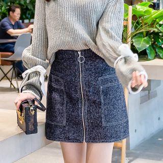 Plain Zip Mini Skirt