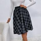Plaid High-waist A-line Semi Skirt