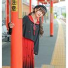 Long-sleeve Chiffon Top / Midi Pleated Skirt