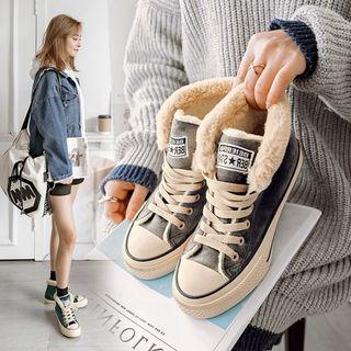 Lace-up High-top Canvas Sneakers