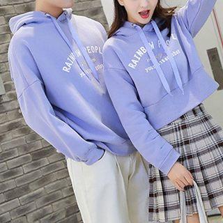 Couple Matching Lettering Hoodie / Plaid Pleated Mini Skirt