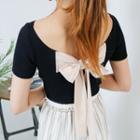 Tie-back Short-sleeve Knit Top