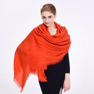 Fray Hem Plain Scarf