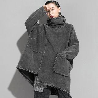 Turtleneck Denim Pullover