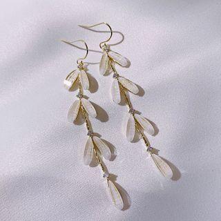 Cat Eye Stone Petal Dangle Earring 1 Pair - Cat Eye Stone Petal Dangle Earring - One Size
