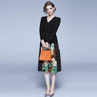 Set: Wrap Cardigan + Midi A-line Skirt