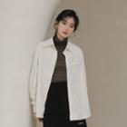 Long-sleeve Plain Shirt / Turtleneck Mesh T-shirt