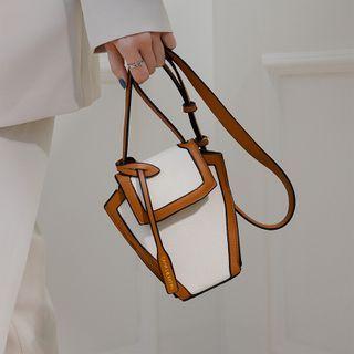 Faux Leather Contrast Trim Paneled Crossbody Bag