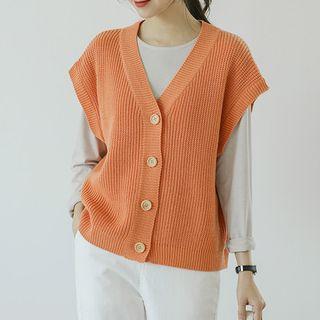 Button-down Rib-knit Vest