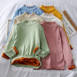 Fleece-lined Ruffled-trim Sweater
