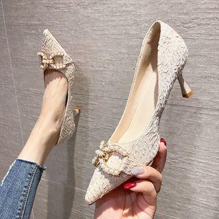 Beaded High-heel Pumps
