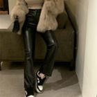High-waist Faux Leather Straight-leg Pants / Long-sleeve Top