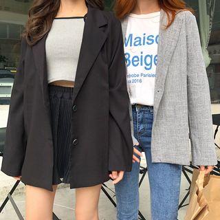 Plain Button Blazer / Plaid Button Blazer
