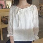 Bow Accent 3/4 Sleeve Lace Top