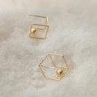 925 Sterling Silver Bead & Wirework Cube Earring 1 Pair - S925 Silver Needle - Gold - One Size