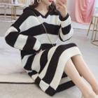 Striped Hooded Midi Sweater Dress