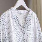 V-neck Dotted Two Tone Oversize Shirt