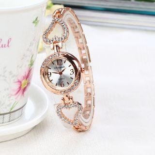 Rhinestone Heart Bracelet Watch