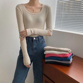 Ribbed Knit Cut-out Sweater