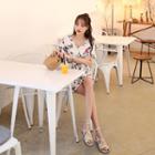 Tie-waist Floral Pattern Playsuit