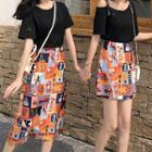 Short-sleeve T-shirt / Short-sleeve Cold-shoulder T-shirt / A-line Printed Skirt / Set