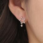 Star Sterling Silver Drop Ear Stud 1 Pair - Silver - One Size