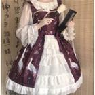 Bell-sleeve Swan Print A-line Dress