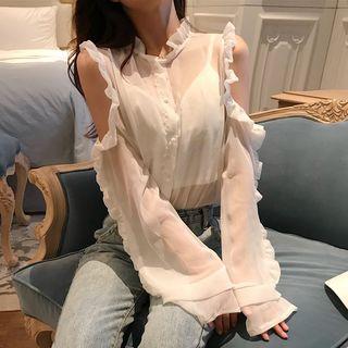 Cold Shoulder Chiffon Shirt