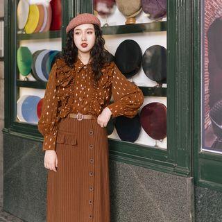 Long-sleeve Plaid Ruffle Shirt