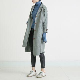 Asymmetric Hem Long Button Jacket