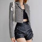 Houndstooth Cropped Single-breasted Blazer