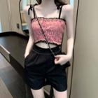 Lace Trim Cropped Camisole / High-waist Shorts