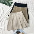 Pleated Wool A-line Skirt