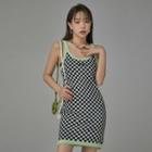 [no One Else] Check Knit Tank Dress Light Green - One Size