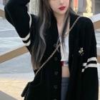 Bee Embroidered V-neck Cardigan