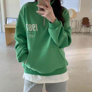 Long-sleeve Embroidered Half-zip  Sweatshirt
