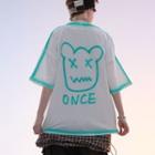 Color-block Bear Pocket Short-sleeve T-shirt